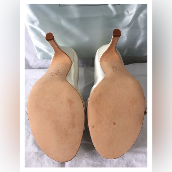 Grazia Franchesca Diamond White Silk Wedding Bridal Open Toe Heels Sz 7.5 NIB - Picture 5 of 6